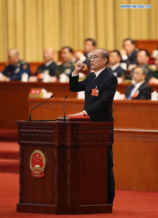 (TWO SESSIONS)CHINA-BEIJING-ZHANG JUN-CONSTITUTION-OATH (CN)