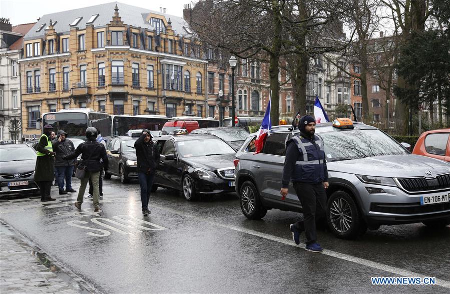 BELGIUM-BRUSSELS-PROTEST-TAXI DRIVERS