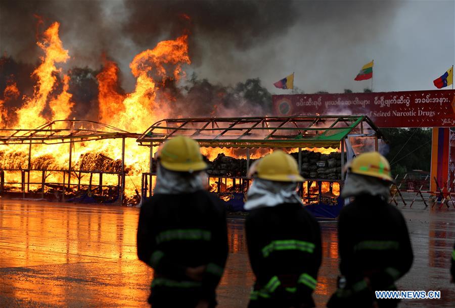 MYANMAR-YANGON-DRUG DESTRUCTION CEREMONY