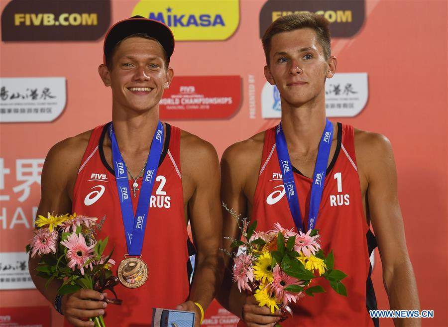 (SP)CHINA-NANJING-BEACH VOLLEYBALL-U19 WORLD CHAMPIONSHIPS-MEDAL CEREMONY (CN)