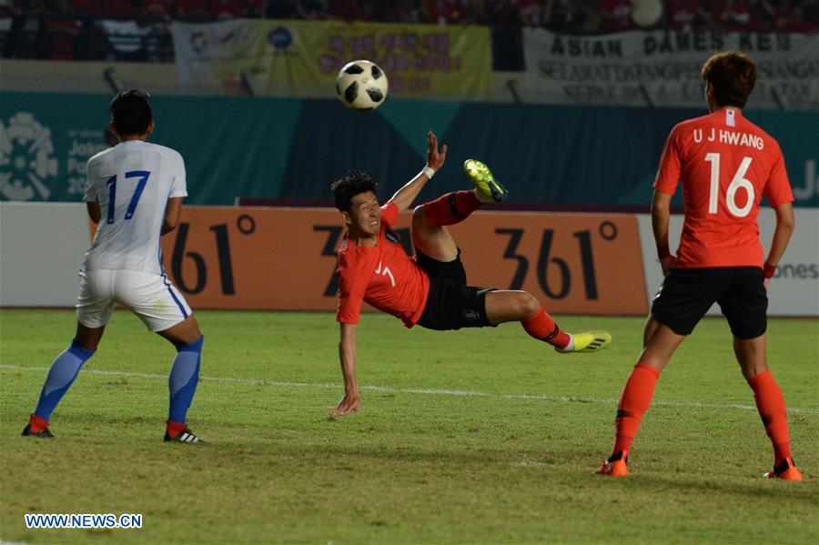 (SP)INDONESIA-BANDUNG-ASIAN GAMES 2018-MEN’S FOOTBALL MATCH-MALAYSIA VS SOUTH KOREA