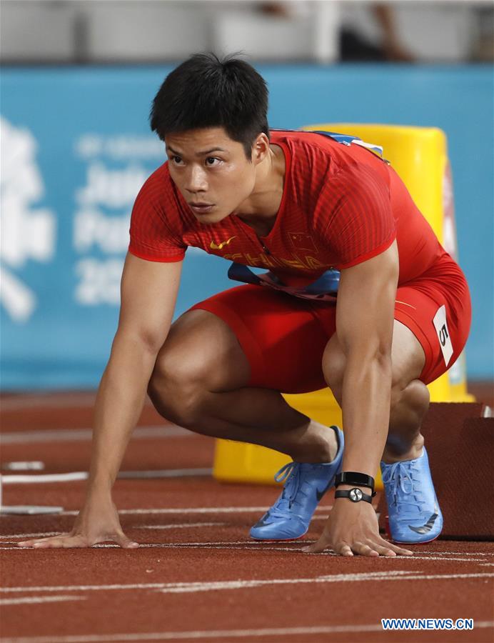 (SP)INDONESIA-JAKARTA-ASIAN GAMES-ATHLETICS-MEN'S 100M QUALIFICATION