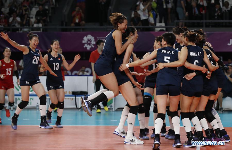 (SP)INDONESIA-JAKARTA-ASIAN GAMES-WOMEN'S VOLLEYBALL FINAL-CHINA VS THAILAND