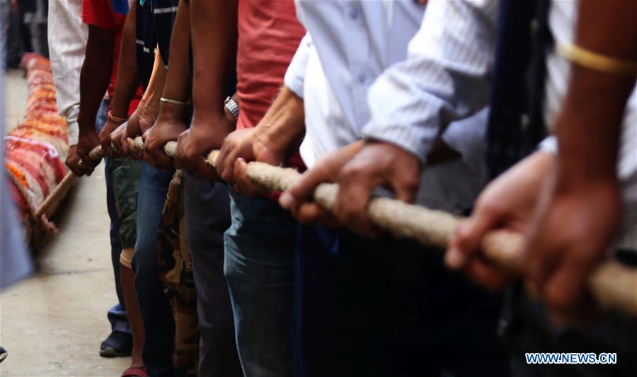 NEPAL-KATHMANDU-INDRAJATRA FESTIVAL-INDRADHOJ POLE