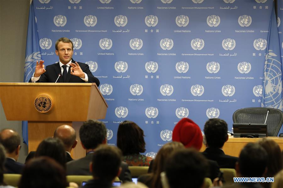 UN-FRANCE-UNGA-MACRON-PRESS CONFERENCE