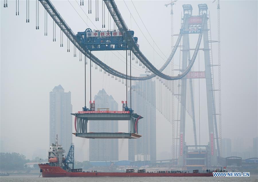 CHINA-HUBEI-WUHAN-SUSPENSION BRIDGE-CONSTRUCTION (CN)