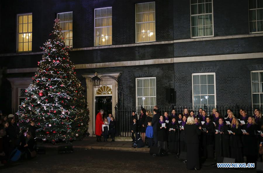 BRITAIN-LONDON-THERESA MAY-CHRISTMAS TREE LIGHT-SWITCH ON