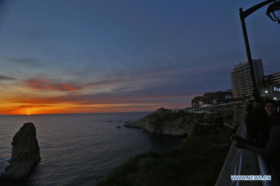 LEBANON-BEIRUT-RAOUCHE ROCKS-SUNSET