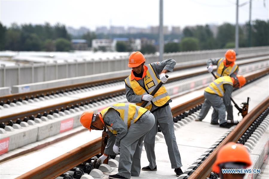 CHINA-ANHUI-ZHENGZHOU-FUYANG RAILWAY-TRACK LAYING (CN)