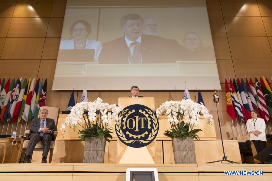 SWITZERLAND-GENEVA-GUTERRES-ILO-100TH ANNIVERSARY