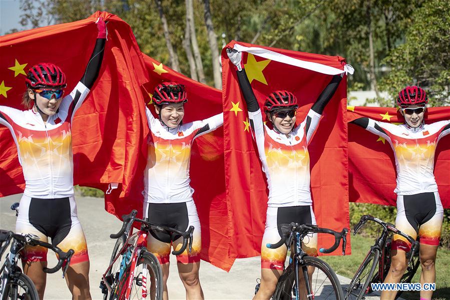 (SP)CHINA-WUHAN-7TH MILITARY WORLD GAMES-CYCLING ROAD-WOMEN'S TEAM ROAD RACE