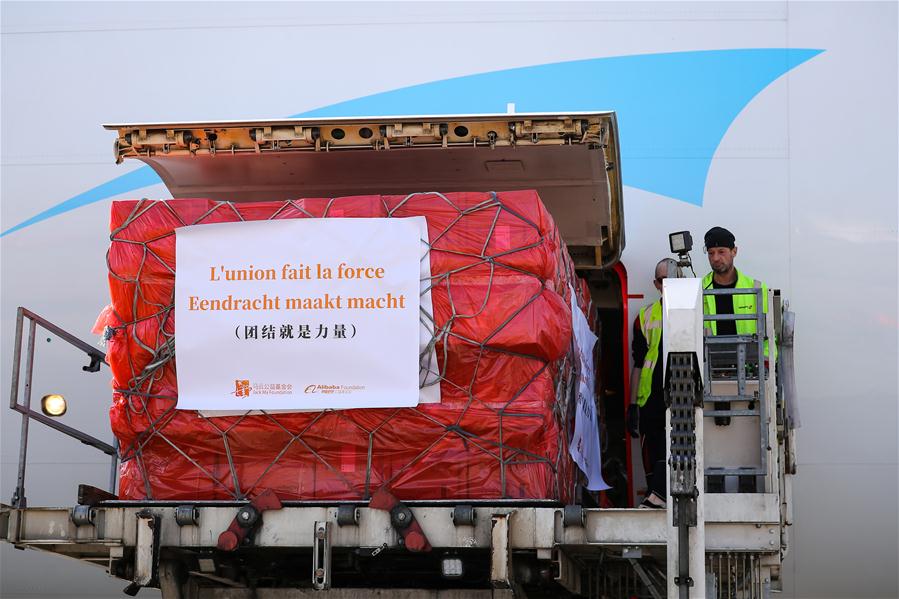  BELGIUM-LIEGE-COVID-19-CHINA-DONATED MASKS-ARRIVAL