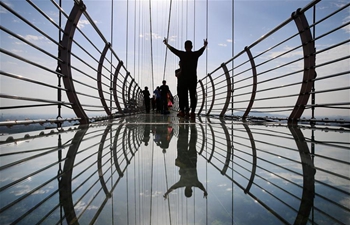 In pics: glass bridge at Huaxi World Adventure Park in east China's Jiangsu