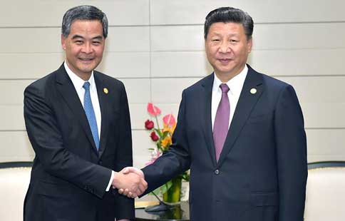 Xi says central gov't fully acknowledges work of HKSAR chief executive, gov't