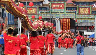 Dragon dancers perform to celebrate Chinese Lunar New Year in Manila